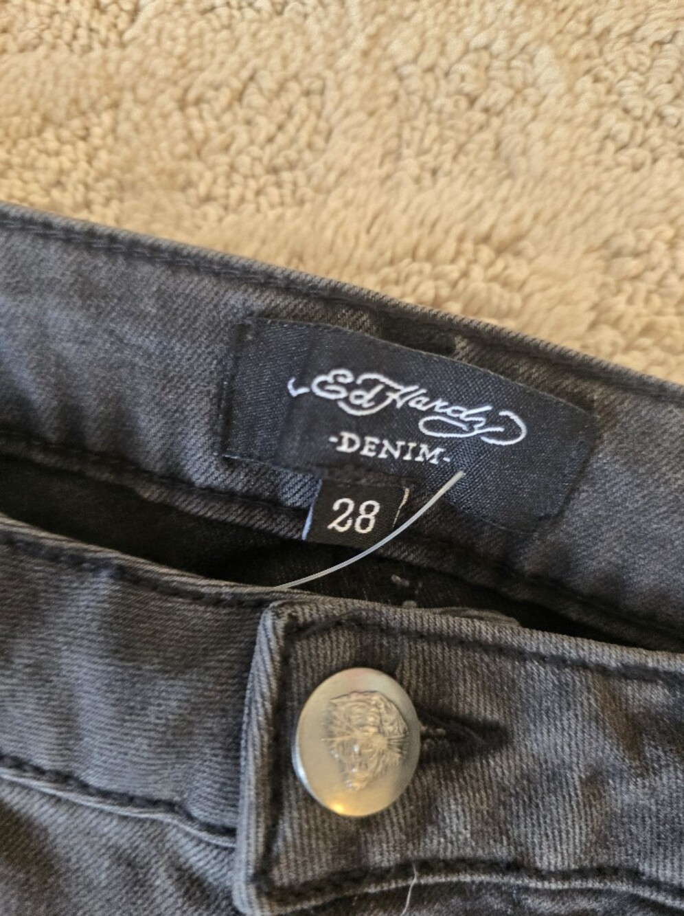 NWT! Ed Hardy Black Relaxed Jeans with Left Hip Graphic - Picture 3 of 5